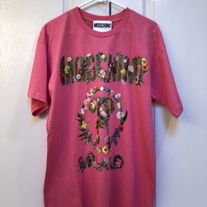 Brand New Moschino Floral Logo Print T-Shirt